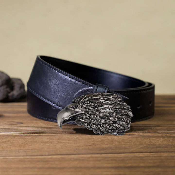 Ceinture en cuir à boucle tête d'aigle à tête blanche 3D DIY pour homme