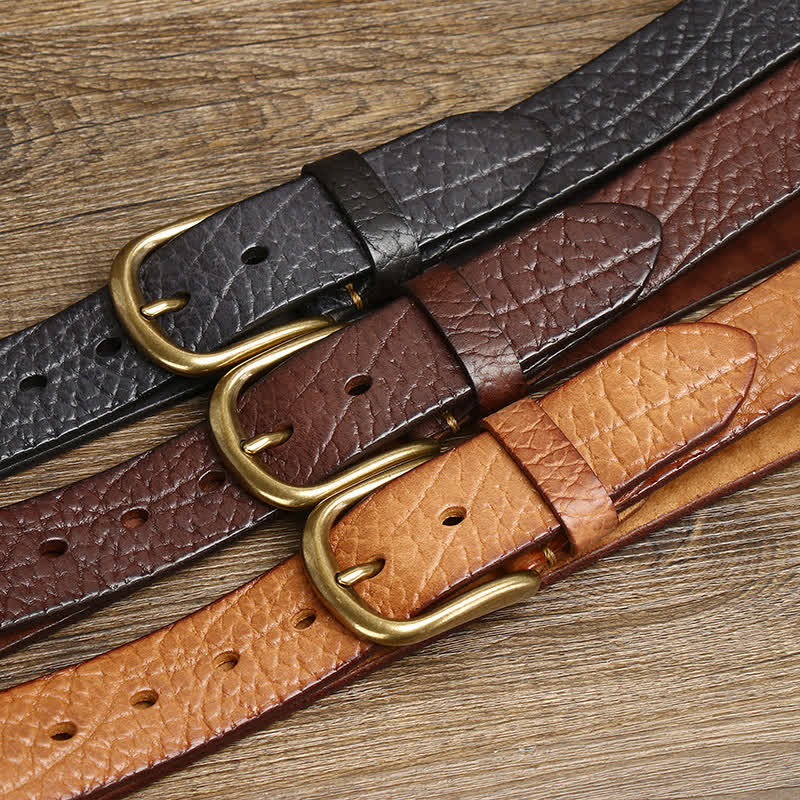 Ceinture en cuir à motif peau de bison gaufré pour homme