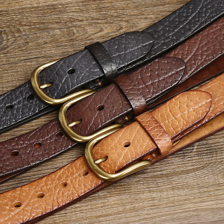 Ceinture en cuir à motif peau de bison gaufré pour homme