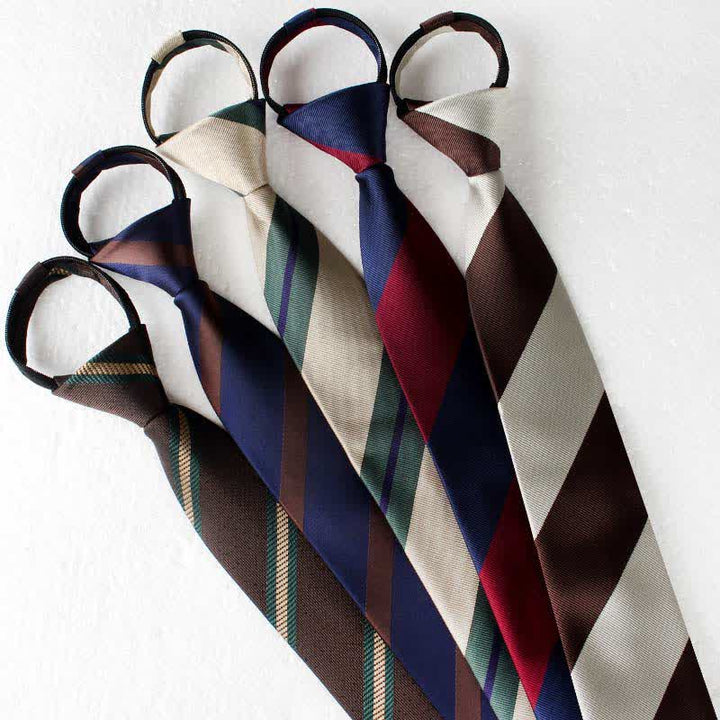 Cravate à rayures larges avec fermeture éclair et blocs de couleurs pour homme