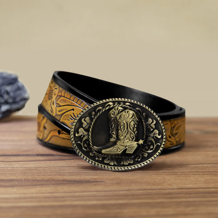 Ceinture en cuir à boucle pour bottes de cowboy DIY pour hommes