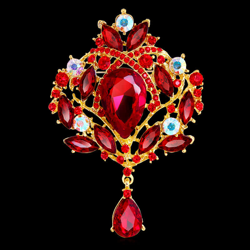 Broche en forme de goutte d'eau en forme de bouton floral brillant pour femme