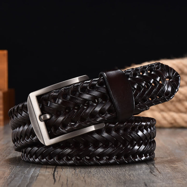 Ceinture en cuir tressée décontractée pour homme