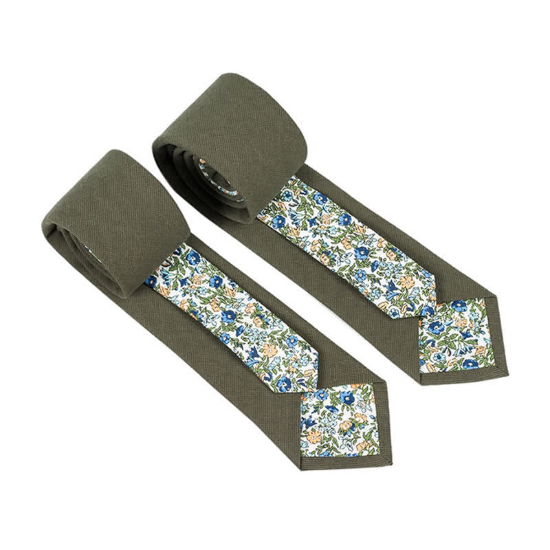 Cravate patchwork florale à carreaux pour homme - Vert olive foncé - image 15