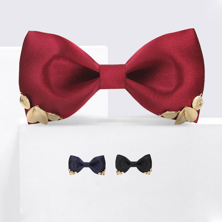 Nœud papillon de mariage pour homme avec feuilles de jardin