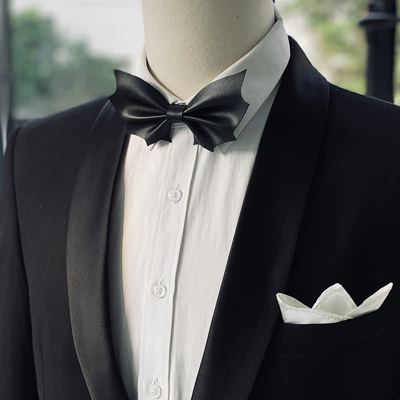 Nœud papillon en similicuir noir avec ailes de chauve-souris pour homme