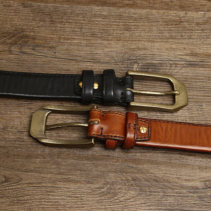 Ceinture en cuir brillant à boucle rectangulaire pour homme