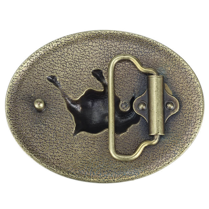 Ceinture en cuir à boucle pour homme avec motif de taureau de cow-boy