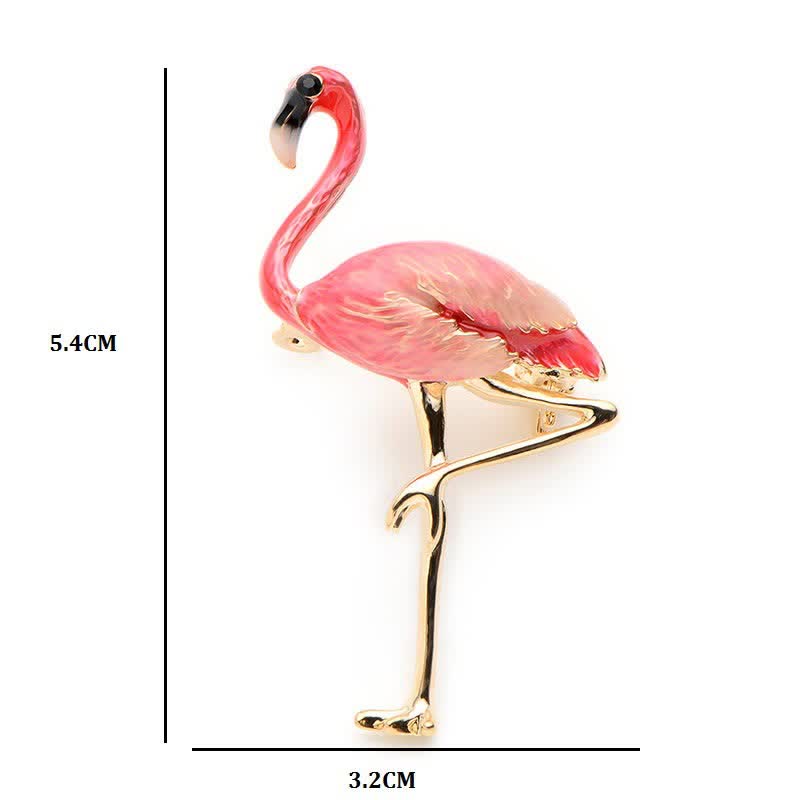 Broche flamant exotique en émail pour femme