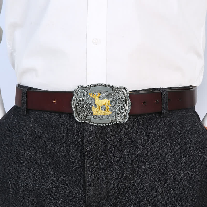 Ceinture en cuir à boucle animalière sculptée en or pour homme - image 29