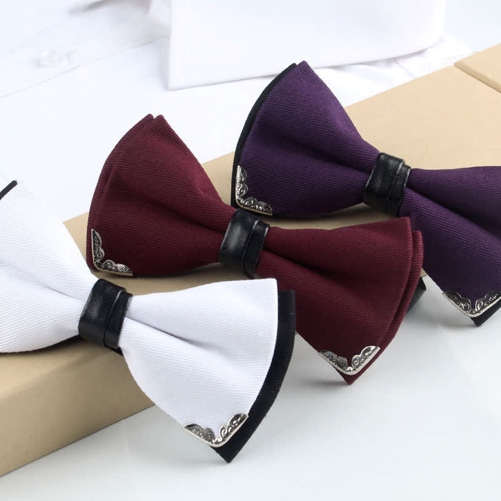 Nœud papillon doré élégant avec bordure en métal pour homme