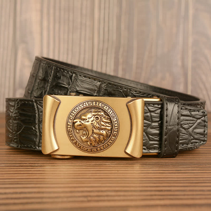 Ceinture en cuir à motif alligator tête de lion pour homme