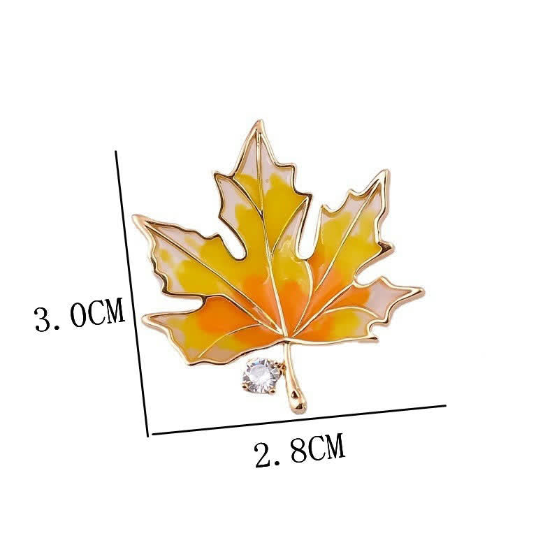 Broche feuille d'érable dorée d'automne pour femme