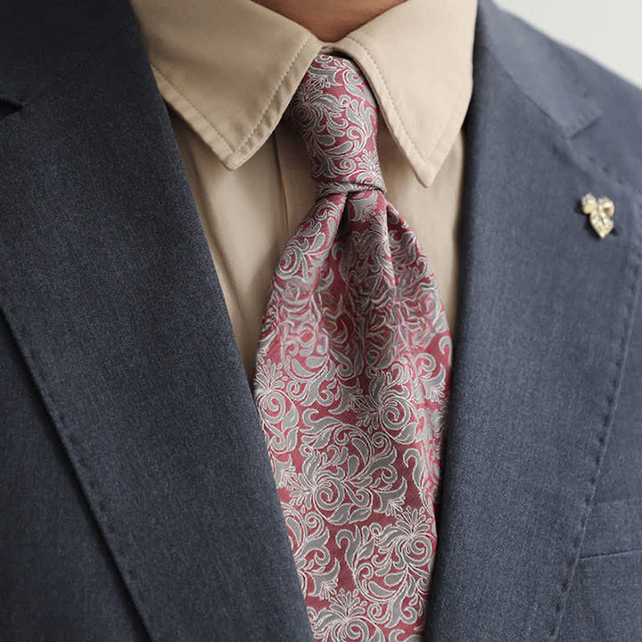 Cravate pour homme à motif vignes mystérieuses exotiques rose et gris