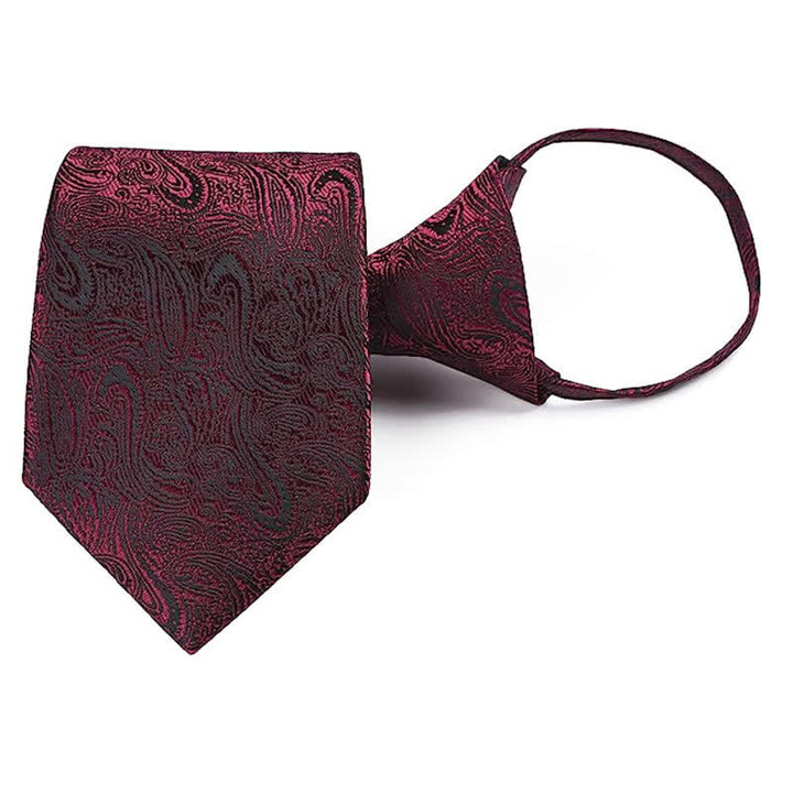 Cravate décontractée à fermeture éclair pour homme avec motif cachemire - Bourgogne - image 4
