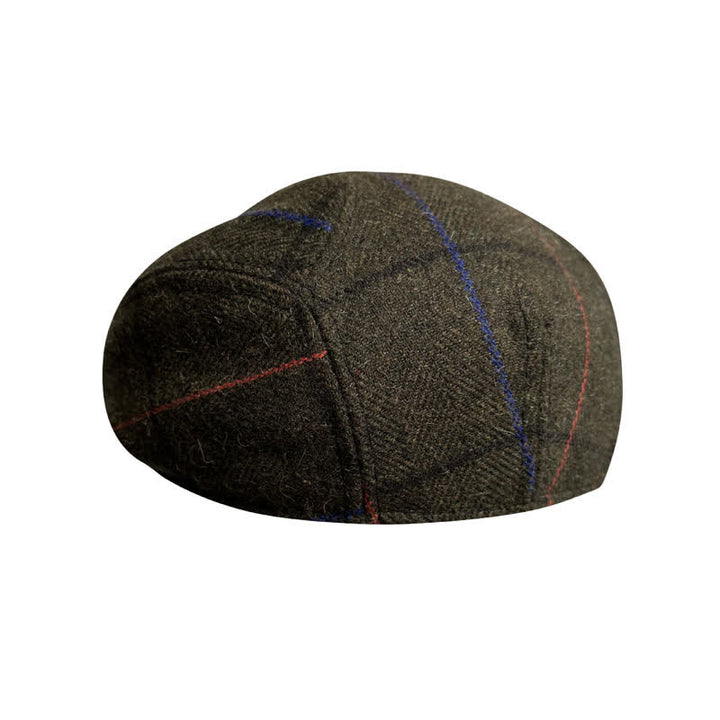 Casquette béret vintage à rayures bleu olive et orange