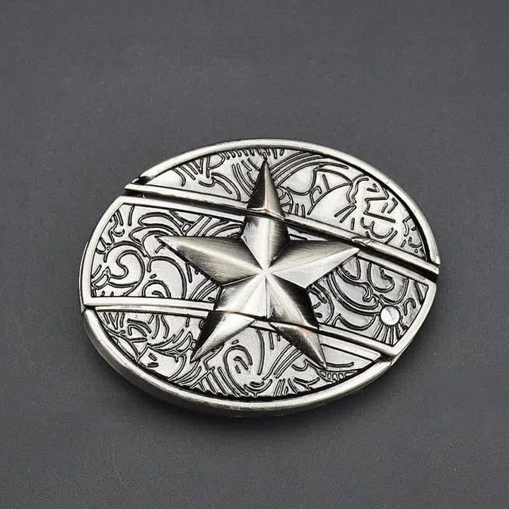 Ceinture en cuir pour homme avec pentagramme et couteau pliant