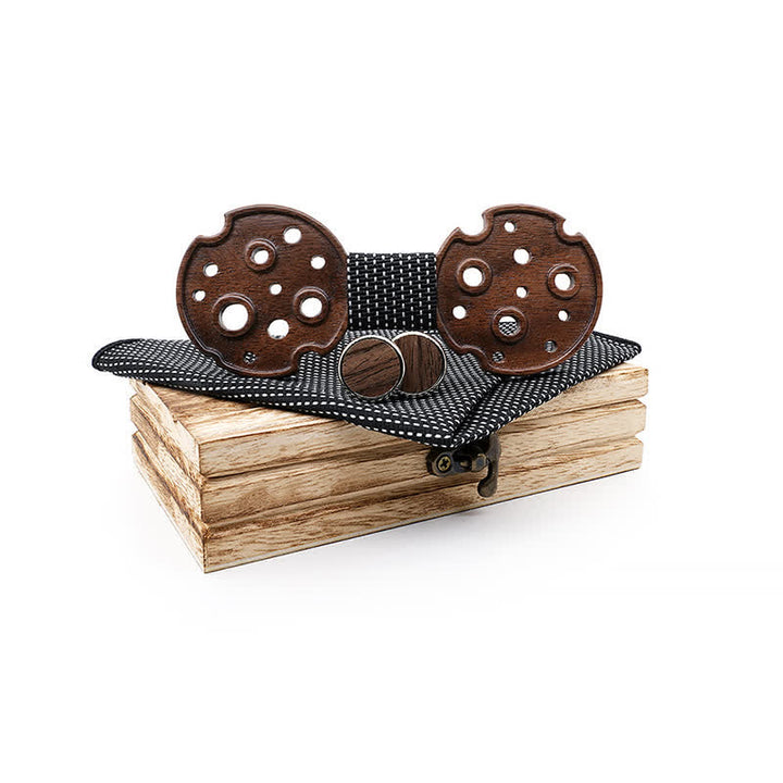 Lot de 3 nœuds papillon en bois pour homme avec cercle creux