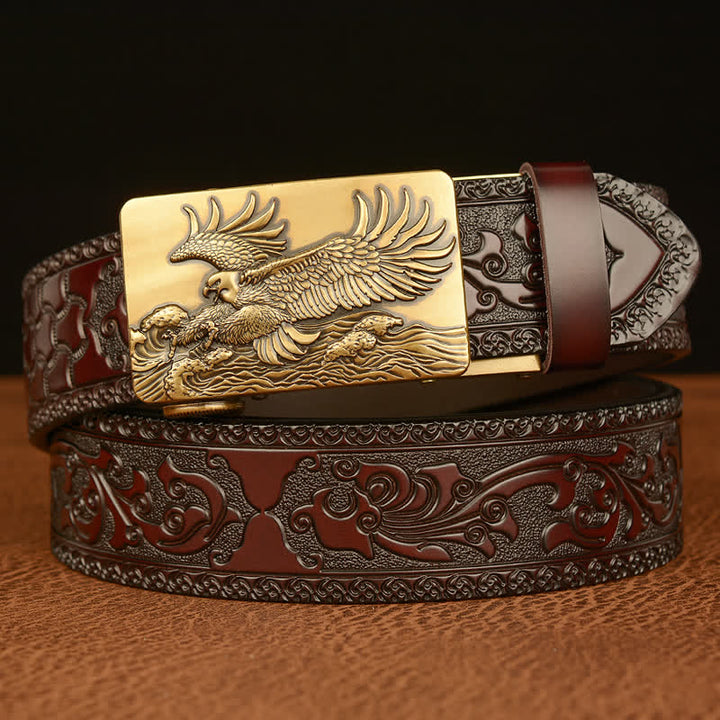 Ceinture en cuir pour homme avec ailes déployées en forme d'aigle