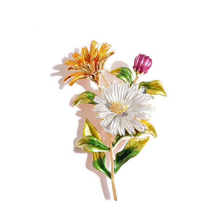 Broche créative à motif de marguerite florale pour femme