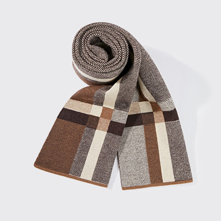 Écharpe d'hiver classique à rayures et carreaux pour homme