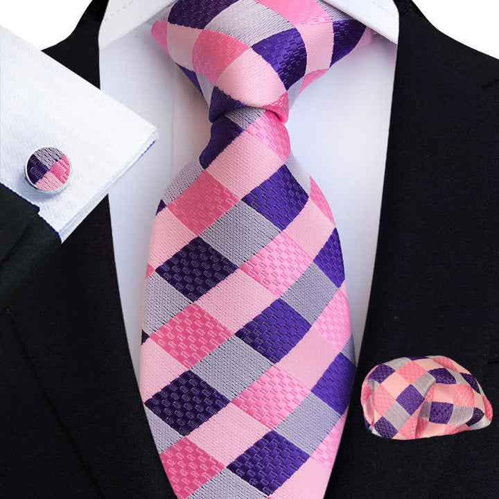 Ensemble de 3 cravates à carreaux de couleur vive pour homme