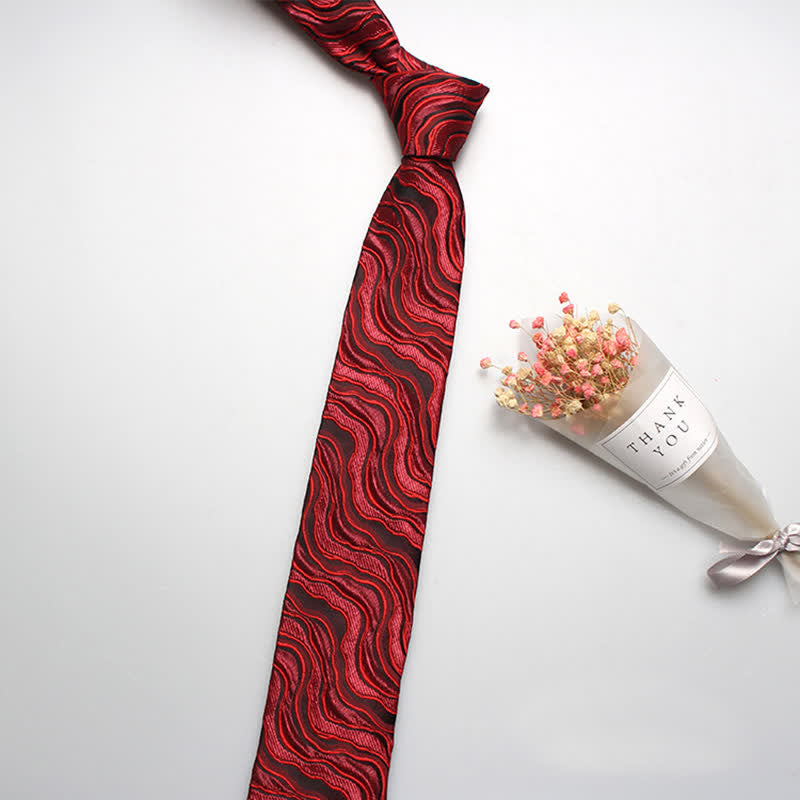 Cravate à rayures pour homme avec motif vague exotique - Rouge - image 3