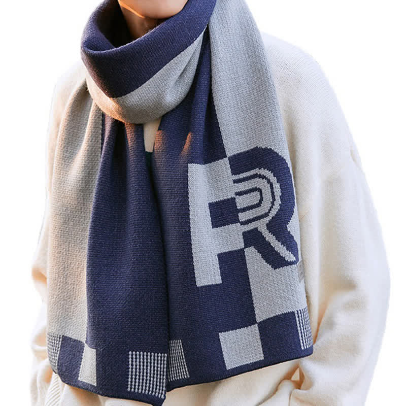 Écharpe longue à rayures pour homme, idéale pour temps froid - Marine - image 0