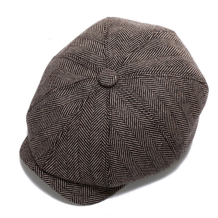 Casquette plate classique de vendeur de journaux avec béret à cache-oreilles - Café à chevrons - Réglable (environ 22"-23 5/8") - image 11