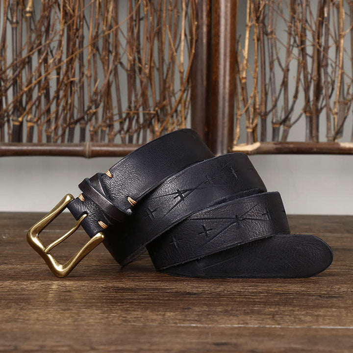 Ceinture en cuir craquelé vintage pour homme