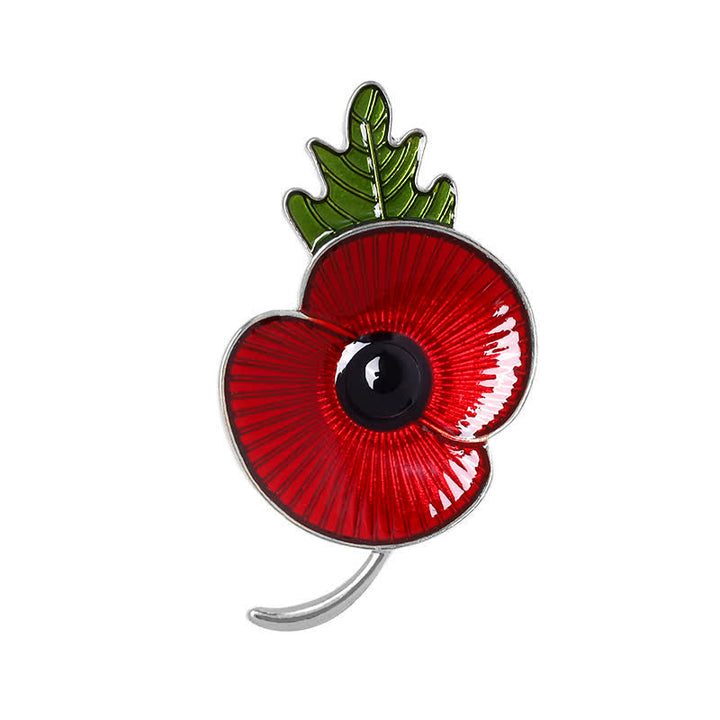 Broche commémorative unisexe en forme de feuille de pavot rouge
