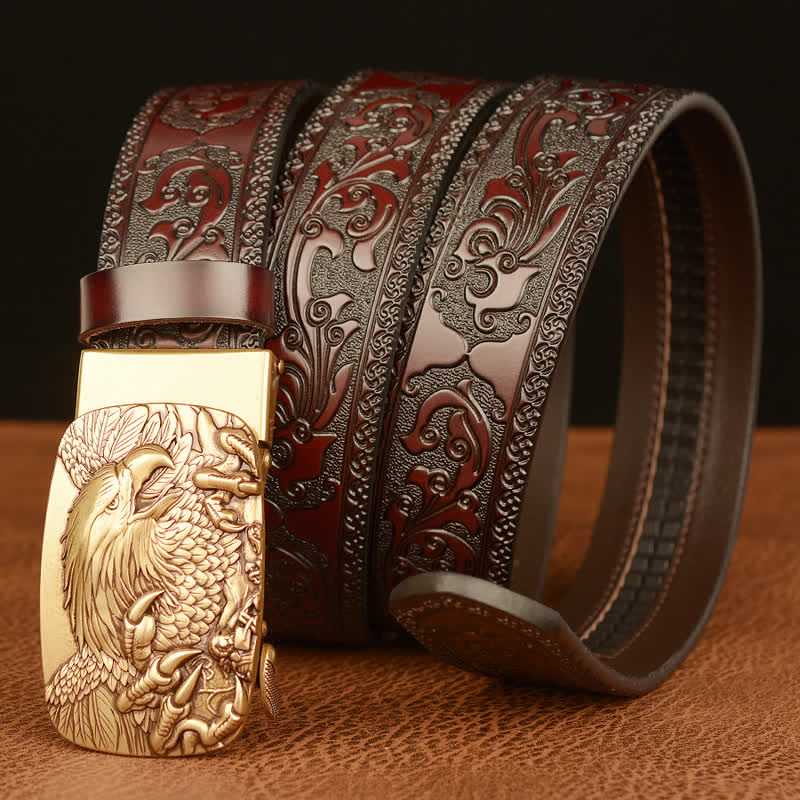 Ceinture en cuir véritable avec boucle aigle pour homme