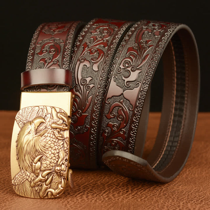 Ceinture en cuir véritable avec boucle aigle pour homme