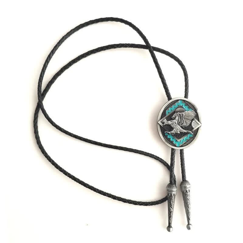 Cravate bolo tribale vintage western avec aigle volant