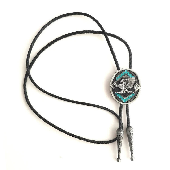 Cravate bolo tribale vintage western avec aigle volant
