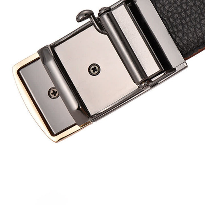 Ceinture en cuir à motif alligator avec boucle automatique léopard pour homme