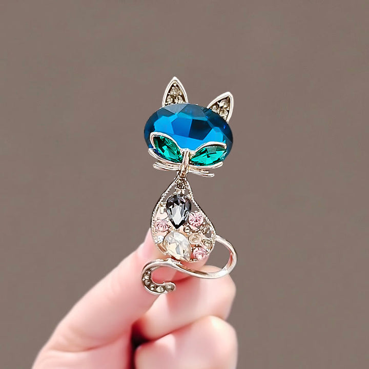 Broche renard aux yeux bleu sarcelle pour femme