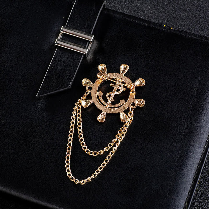 Broche pour homme représentant une chaîne d'ancre de roue de navire de la marine