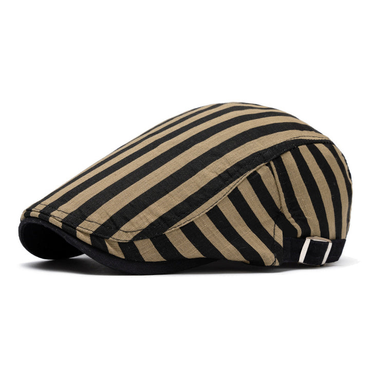 Béret en pur coton à rayures et à carreaux, tendance printemps-été - Rayure kaki - Réglable (22"-24") - image 16