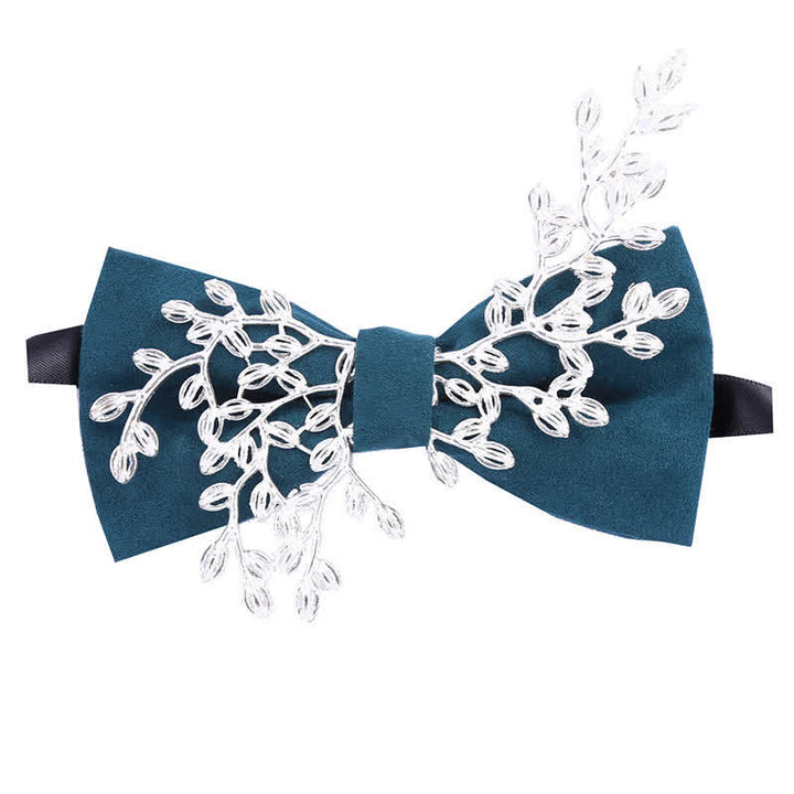 Nœud papillon en émail pour homme avec décor de fleurs et de feuilles