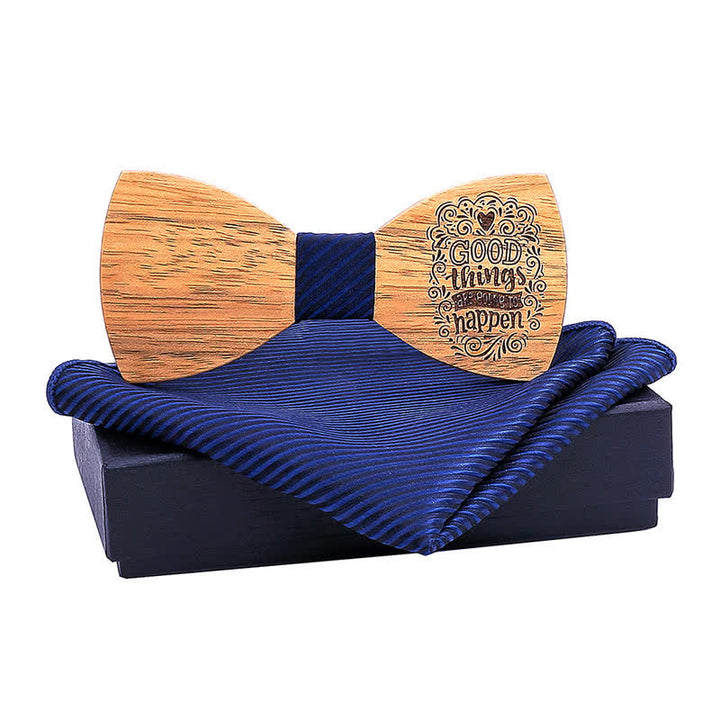 Lot de 2 noeuds papillon en bois pour homme avec proverbes