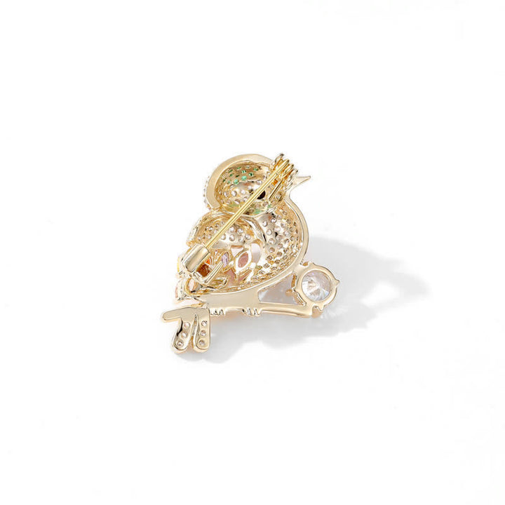 Broche en zircon pour femme en forme de branche de tarte