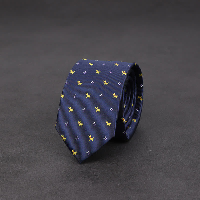 Cravate de soirée bleu marine pour homme avec chiot