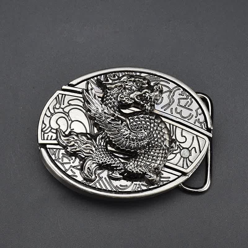 Ceinture en cuir pour homme avec dragon volant et couteau pliant