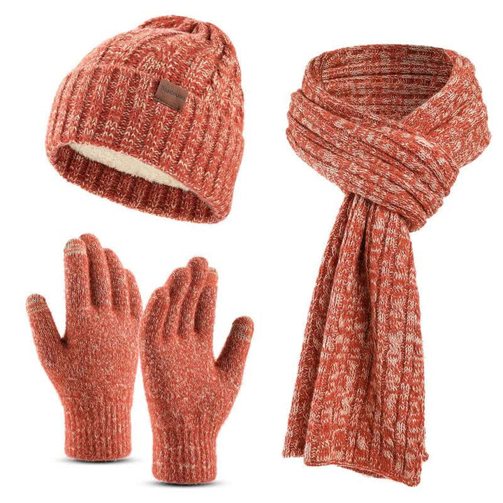 Ensemble de 3 gants unisexes élégants avec chapeau, écharpe longue et écran tactile