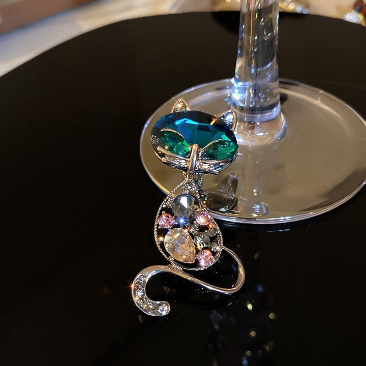 Broche renard aux yeux bleu sarcelle pour femme