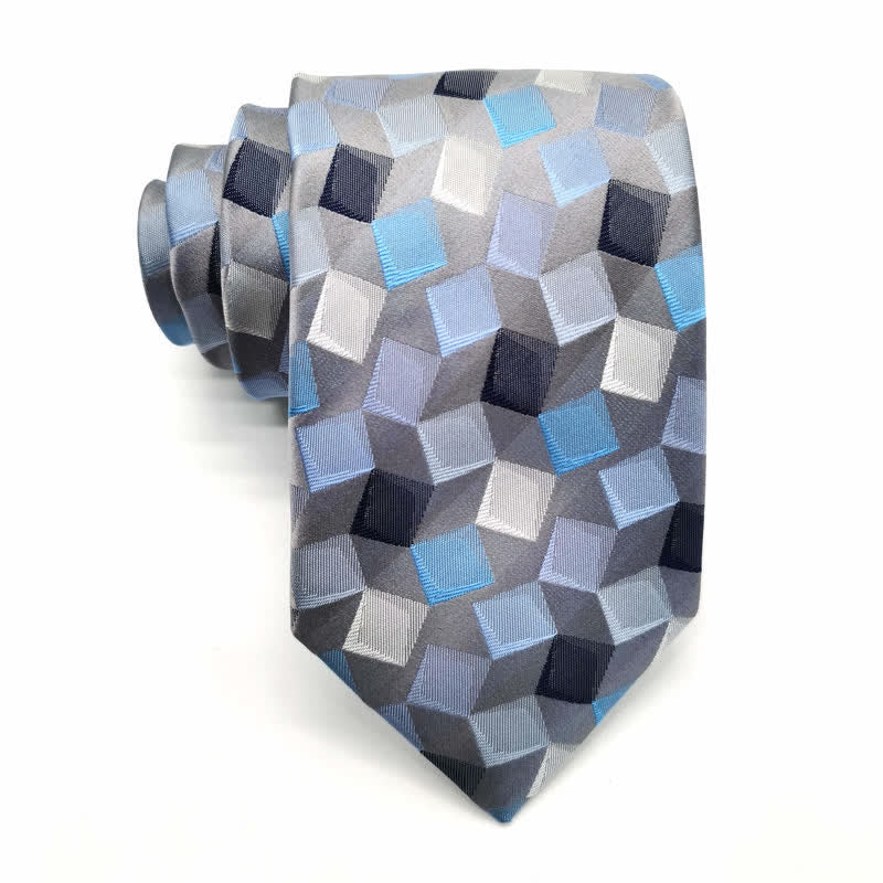 Cravate carrée en pure soie à motif géométrique coloré pour homme