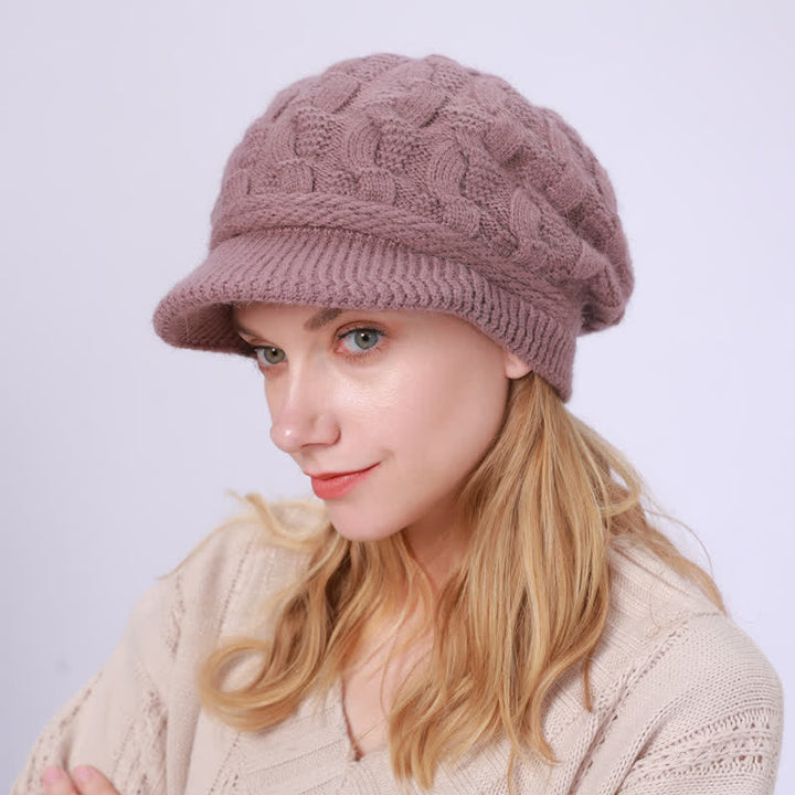Bonnet à visière ample avec doublure moelleuse pour femme