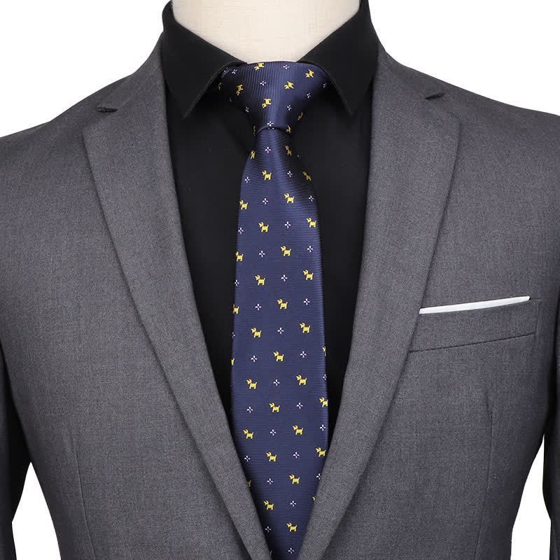 Cravate de soirée bleu marine pour homme avec chiot