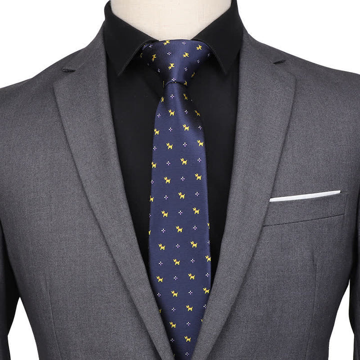 Cravate de soirée bleu marine pour homme avec chiot